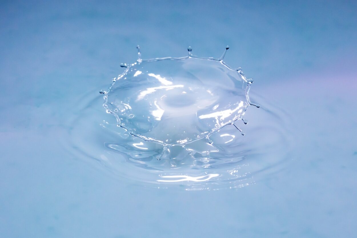 water drops on blue surface
